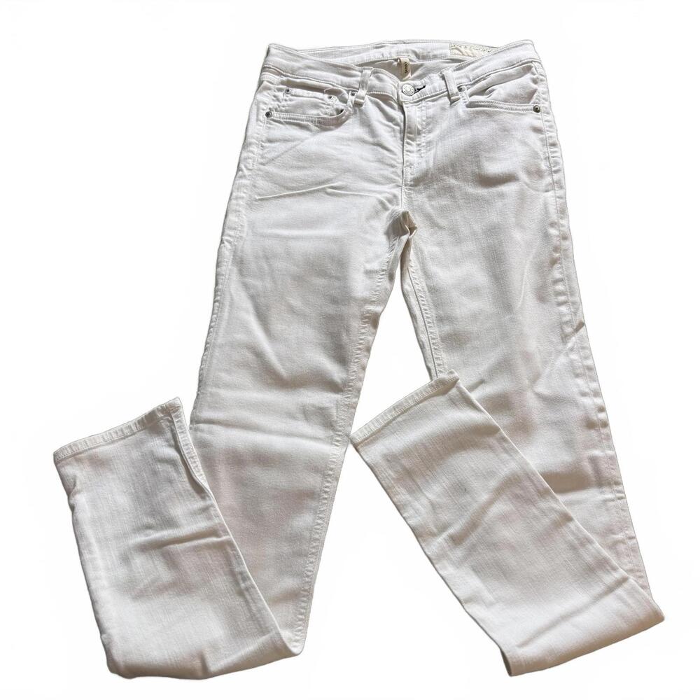 RAG & BONE Wms Size 28 White The Skinny Mid Rise Luxury Jeans Cottage Core‎